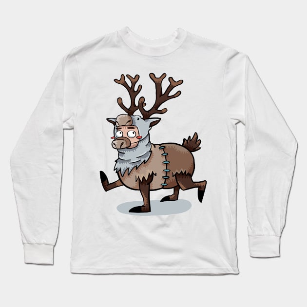 Furry Friends in a Cute Fluffy Reindeer Onesie Long Sleeve T-Shirt by maak and illy